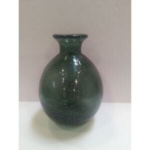 Anthropologie Green Bud Vase 6.5 Inch Blown Glass With Original Sticker